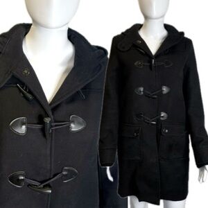 MNG Casual Sportswear MANGO Black Toggle Duffle Coat Women Size Small Wool Blend